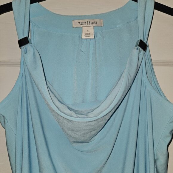 WHITE HOUSE BLACK MARKET Light Blue Draped Neck Tank Top Ladies SMALL - Picture 4 of 5
